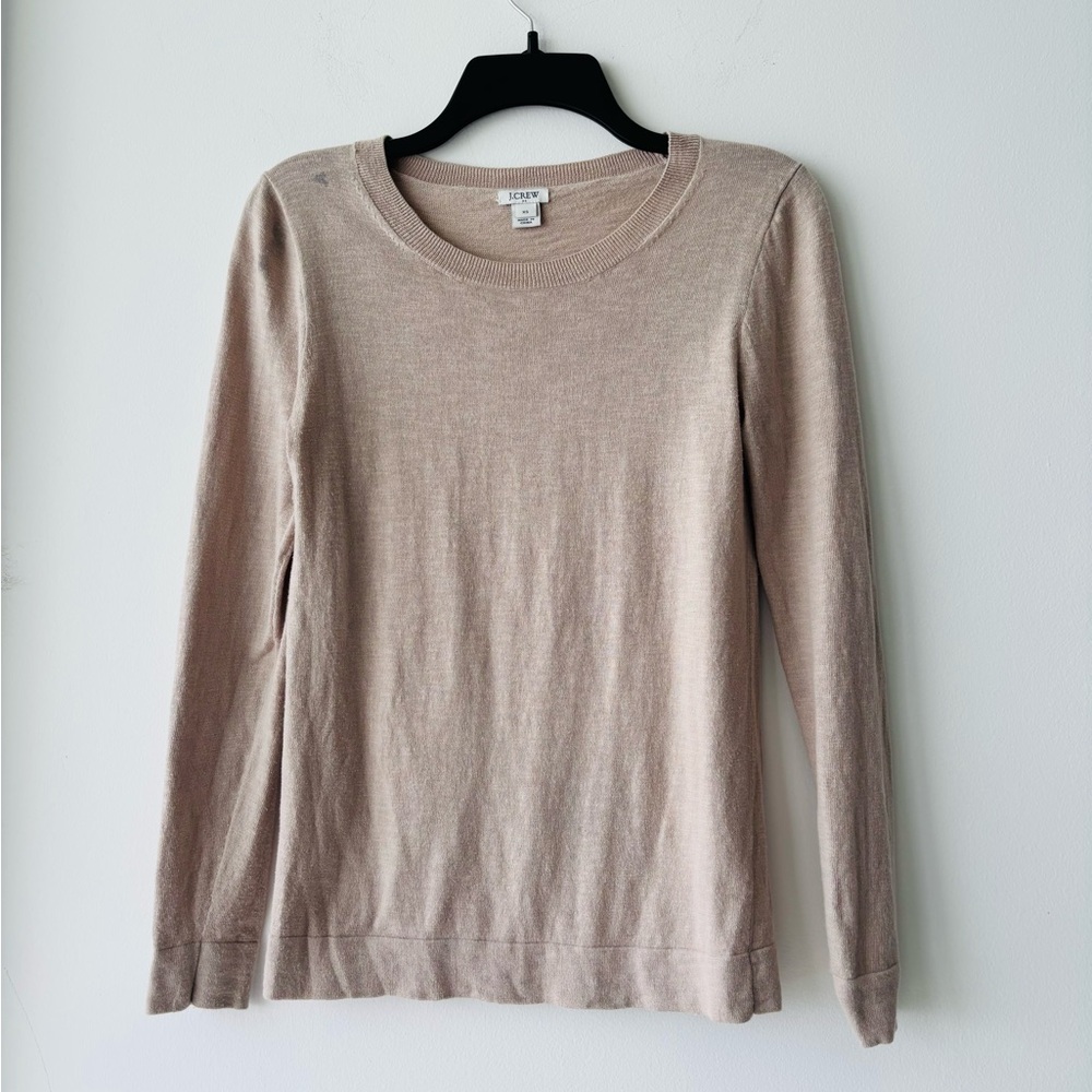 J. Crew Sweater Beige Cotton Knit Long Sleeve Women XS Preppy Classic See Below